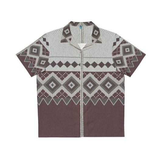 Derek Jumper inspired Hawaiian shirt with knitted cardigan design