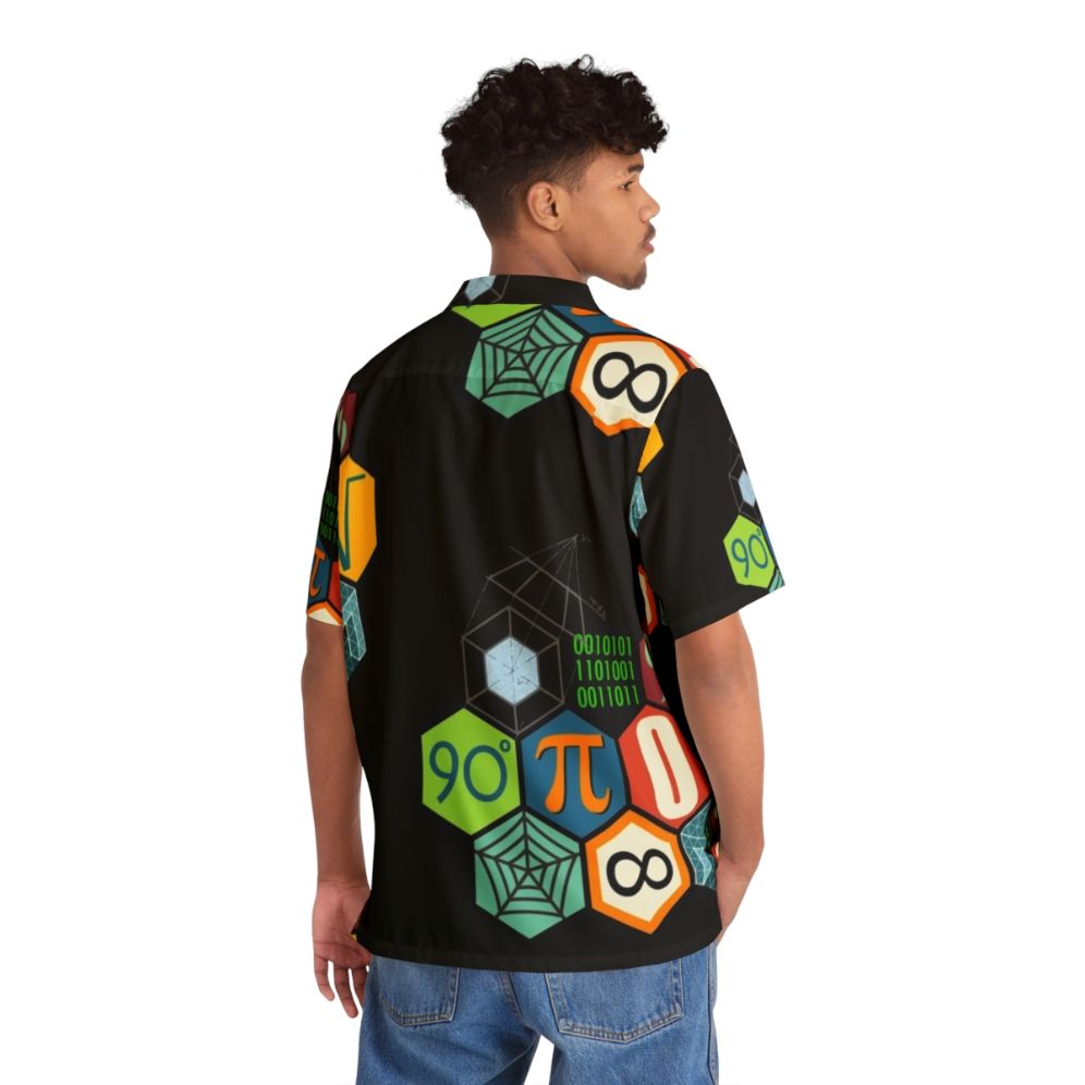 Math Hawaiian Shirt with Geometric Patterns and Mathematical Symbols - People Back