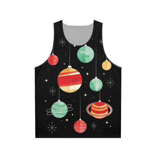 Unisex tank top with cosmic and holiday-inspired design