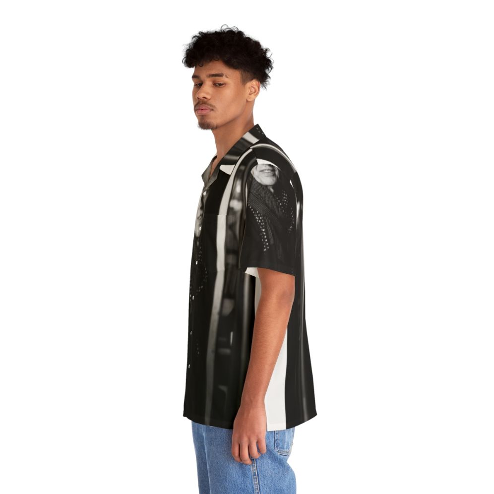 Black and White Portrait Hawaiian Shirt featuring Music Artist Jean Louis Aubert - People Left