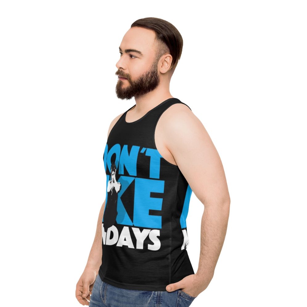 Unisex "I Don't Like Mondays" protest song tank top - men side