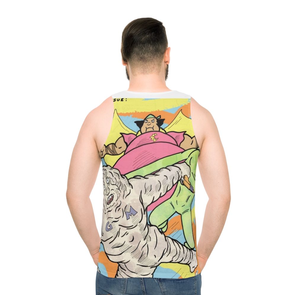 Cloudman vs Glueman vs Moon Alien Unisex Tank Top - men back