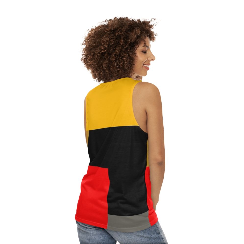 Warm unisex tank top with abstract geometric design - women back