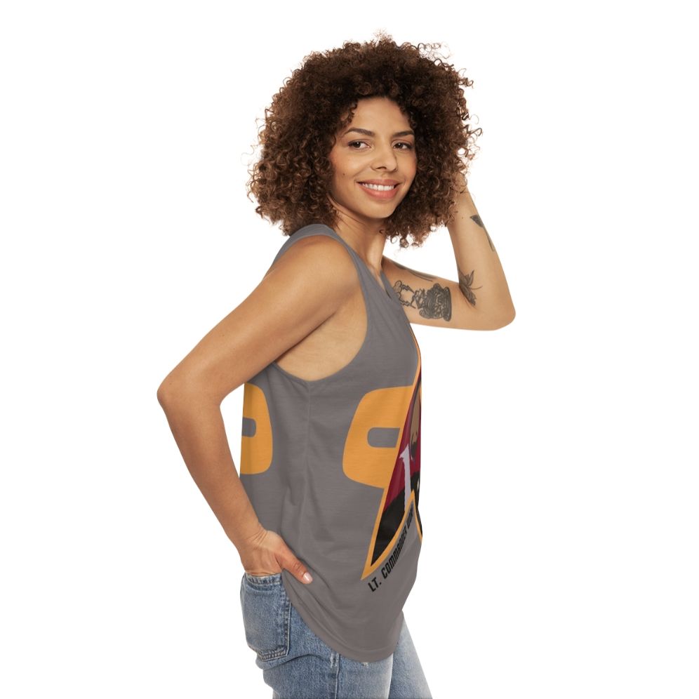 Star Trek DS9 Lieutenant Commander Worf Klingon Unisex Tank Top - women side