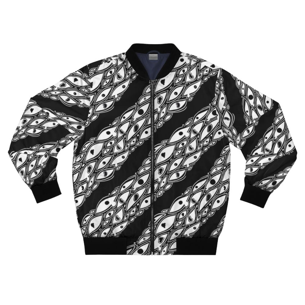 Spooky eyes pattern bomber jacket