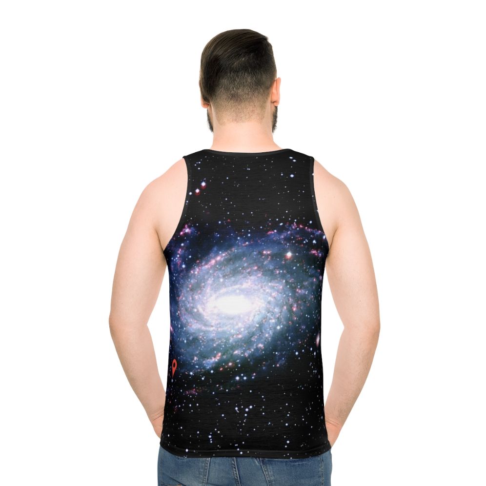 Location Unisex Tank Top featuring a galaxy and milky way design - men back