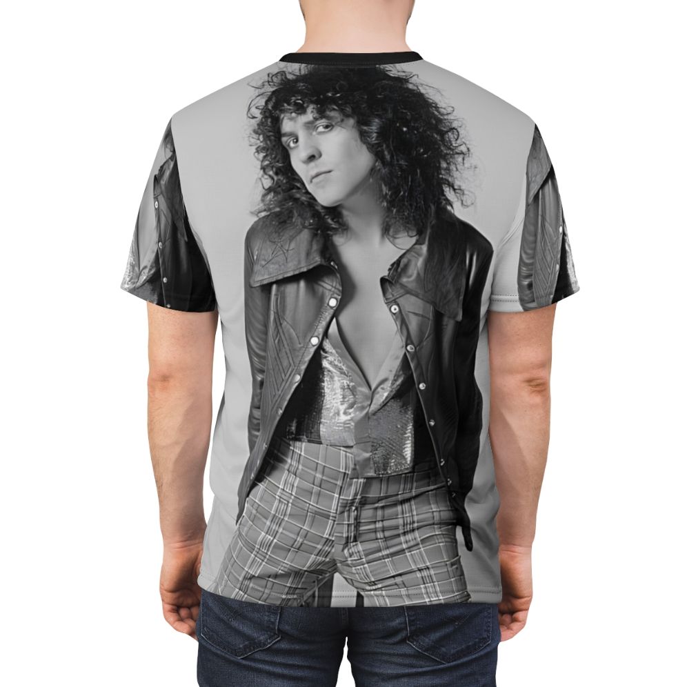 Retro-inspired T-shirt featuring the iconic image of singer-songwriter Marc Bolan - men back