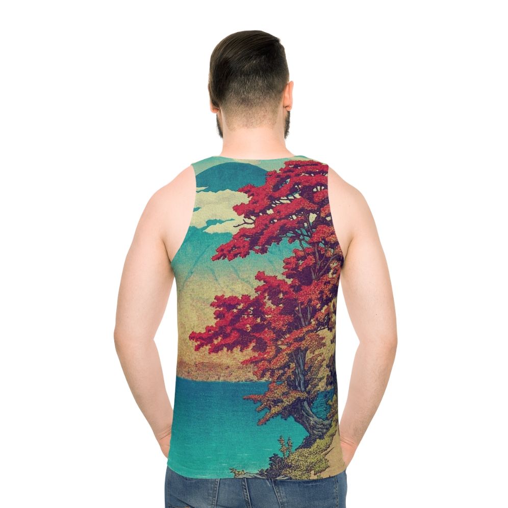 Ukiyo-e inspired nature landscape unisex tank top - men back