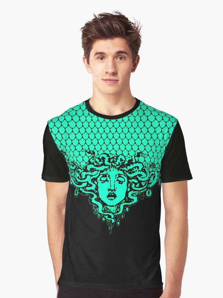 Athena's Aegis Armor Graphic T-Shirt featuring ancient Greek mythology design - Men