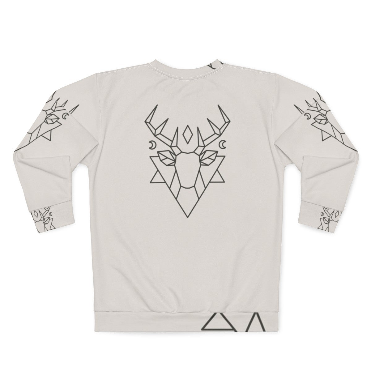 Mystic deer graphic sweatshirt with forest, moon, and stars design - Back