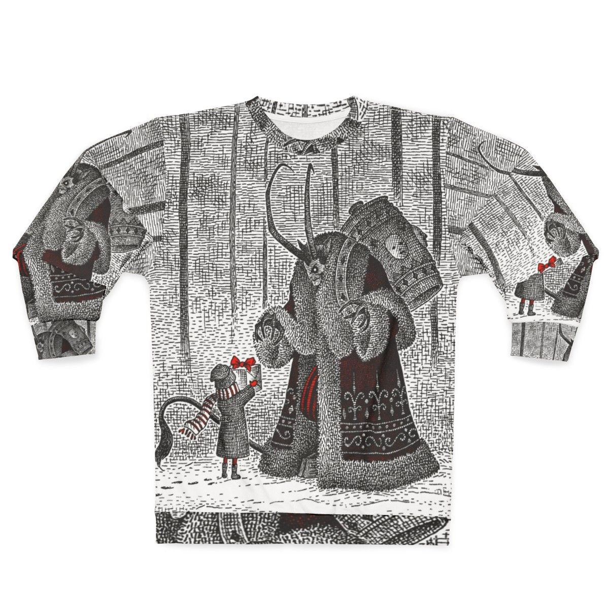 Vintage Krampus Sweatshirt featuring a mythical horror holiday character