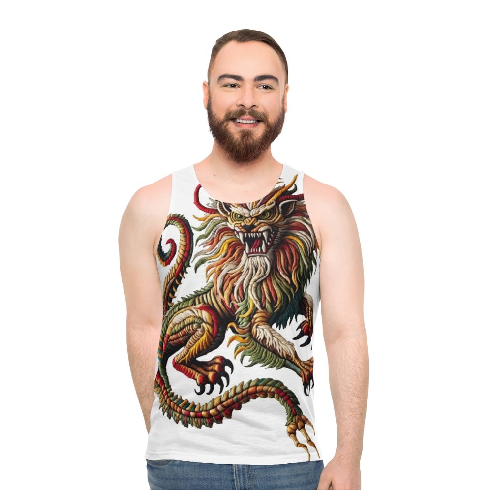 Manticore embroidered unisex fantasy tank top - men