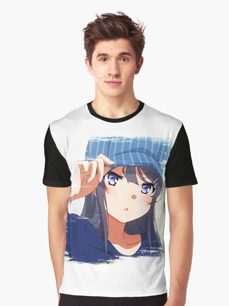 Mai Sakurajima from the anime "Rascal Does Not Dream of Bunny Girl Senpai" on a graphic t-shirt - Men