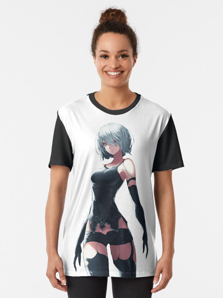 Nier Automata YoRHa Type A No.2 graphic t-shirt featuring androids from the video game - Women