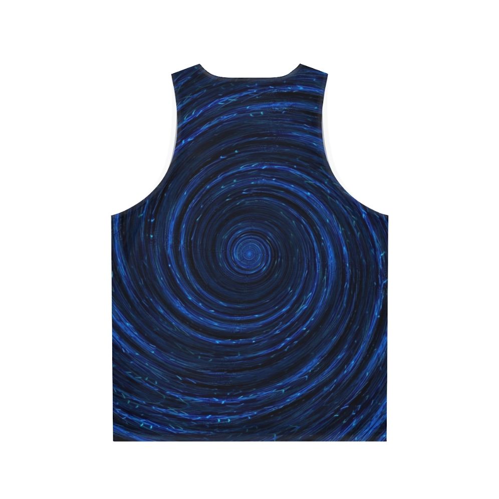 Unisex tank top with abstract ocean wave design - Back