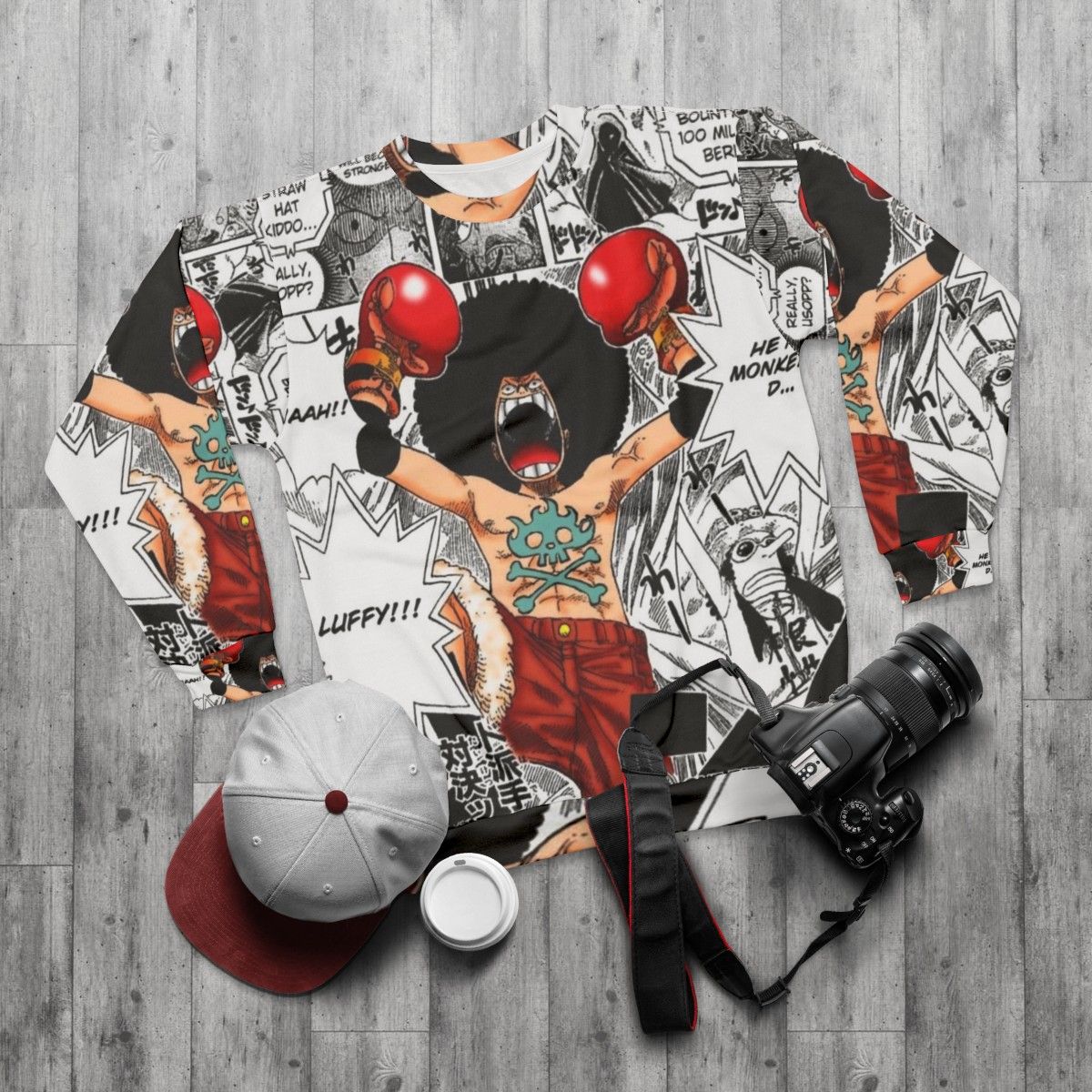 Afro Luffy One Piece Sweatshirt - flat lay