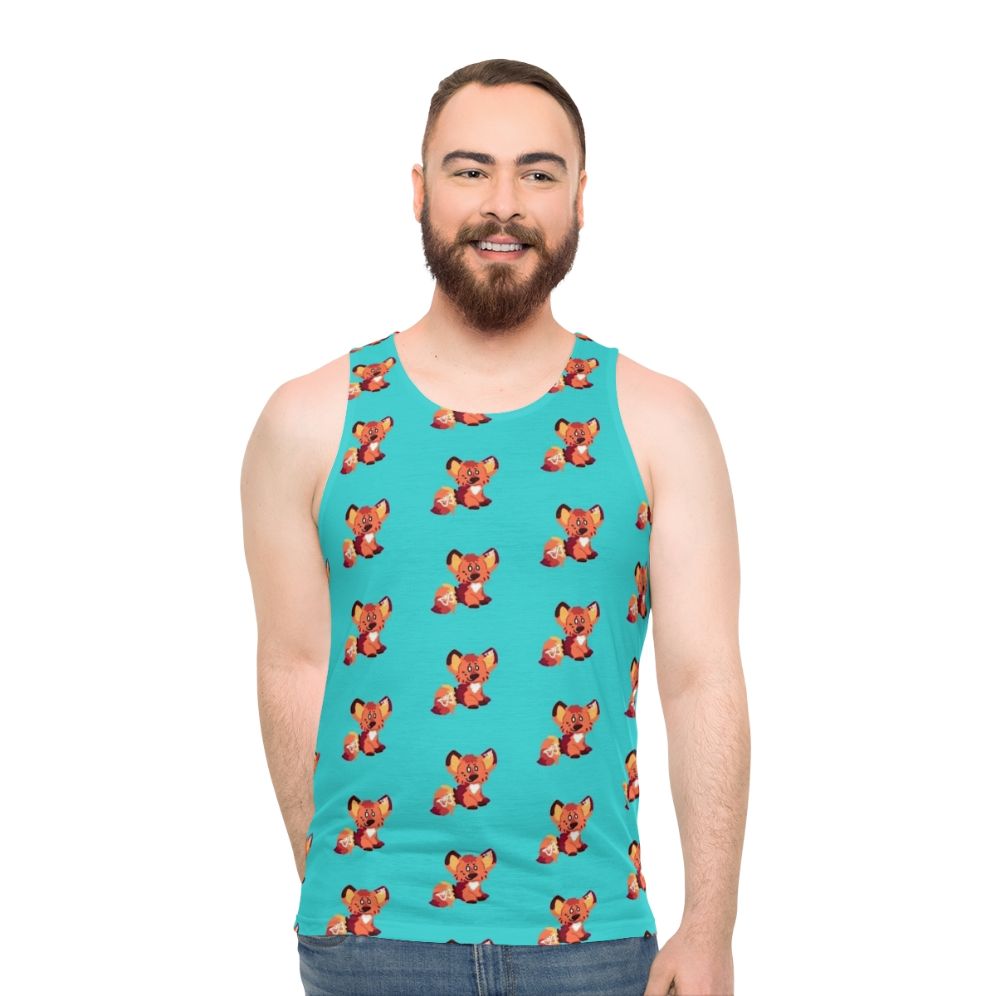 Neurodivergent ADHD fox unisex tank top with butterfly design - men