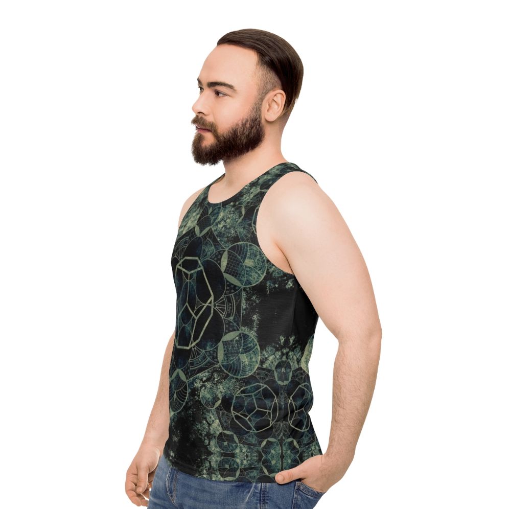 Sacred geometry mandala design on unisex tank top - men side