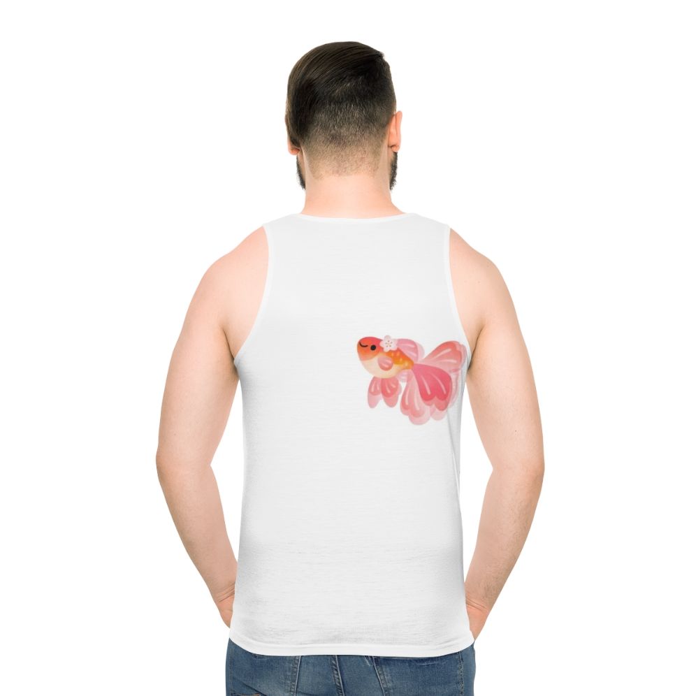 Cherry Blossom Goldfish Unisex Tank Top - men back