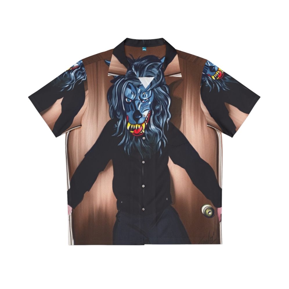 Creepy Peach Print Hawaiian Shirt with Horror Themed Design