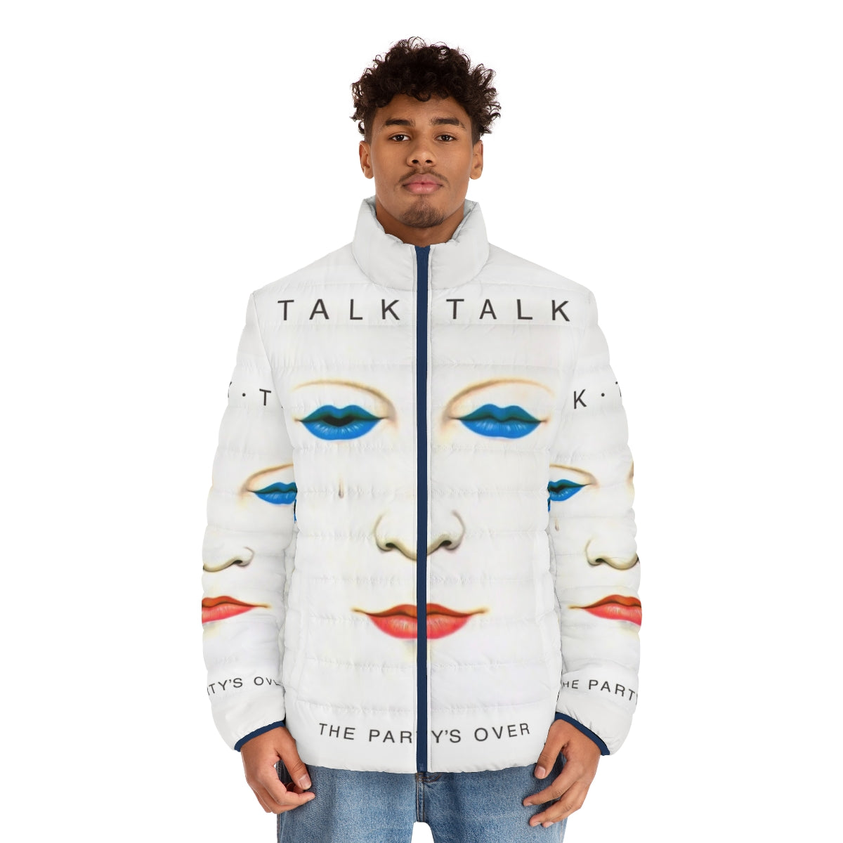 Talk Talk The Party's Over No Outline Puffer Jacket featuring 80s new wave music style - men front