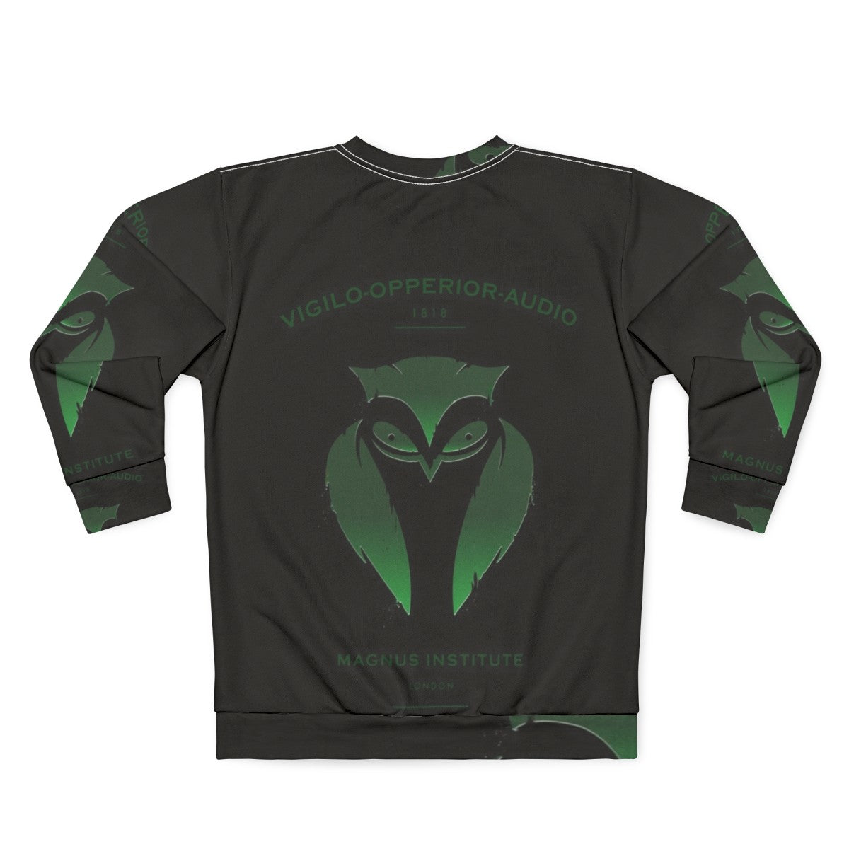 Vigilo Operior Audio Sweatshirt with Dark Owl Emblem - Back