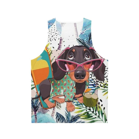 Dachshund dog pop art design on unisex tank top