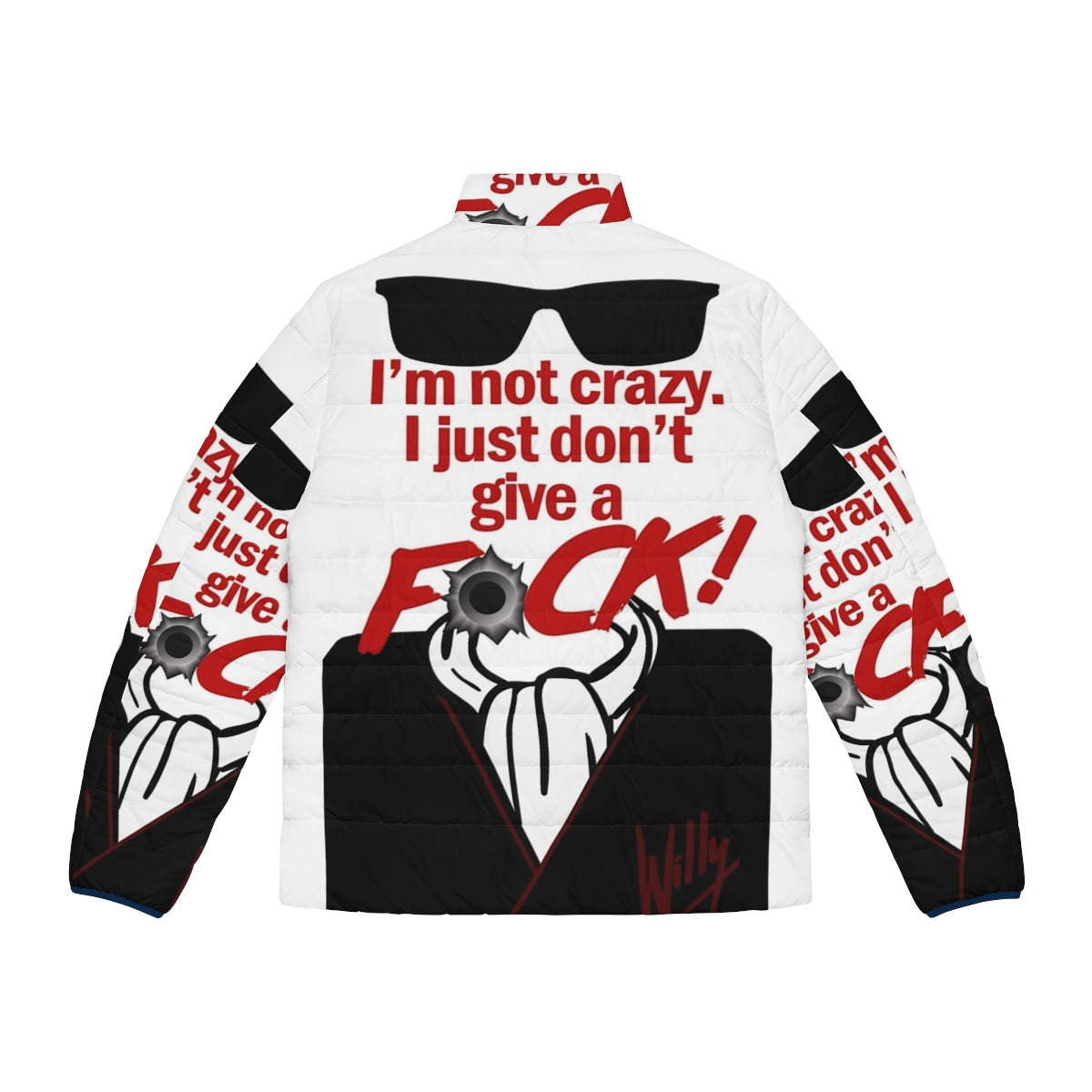 "I'm Not Crazy" Retro 80s Puffer Jacket with Night of the Comet Inspired Design - Back