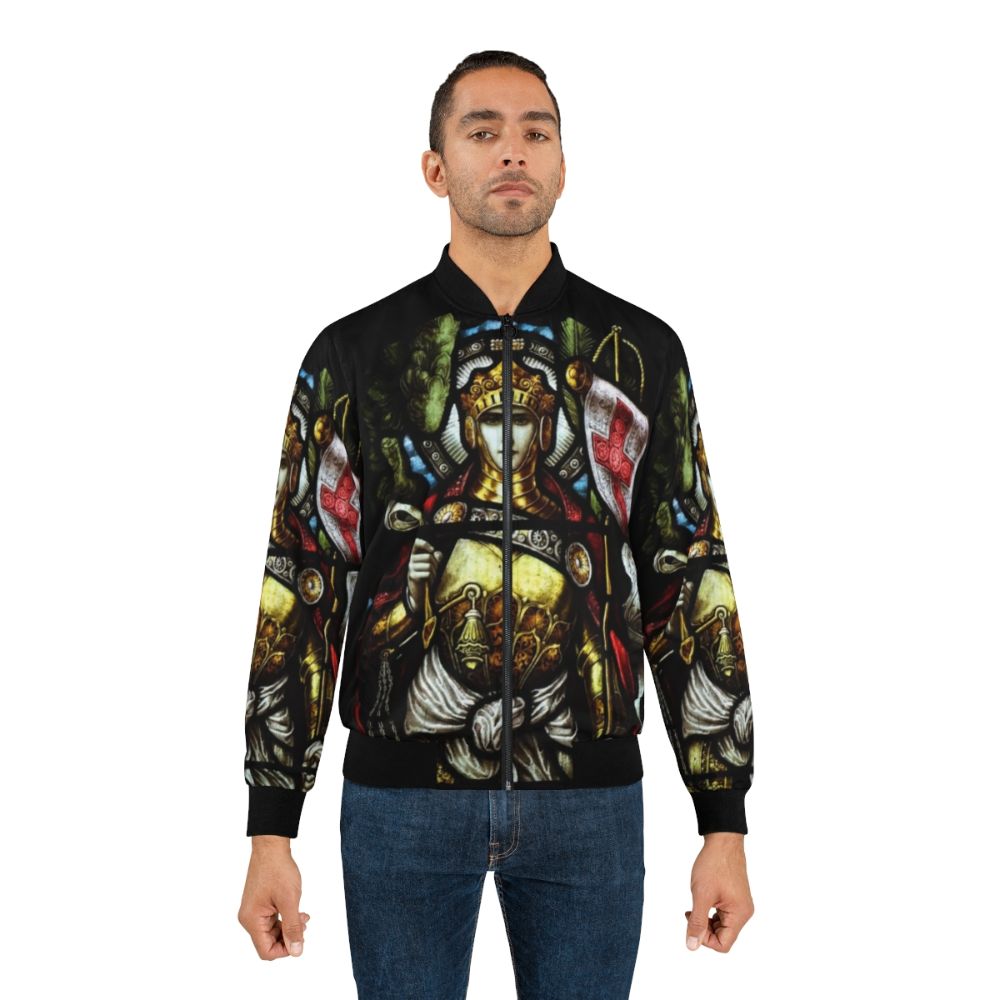 Archangel Michael Christian Cross Medieval Art Knight Bomber Jacket - Lifestyle