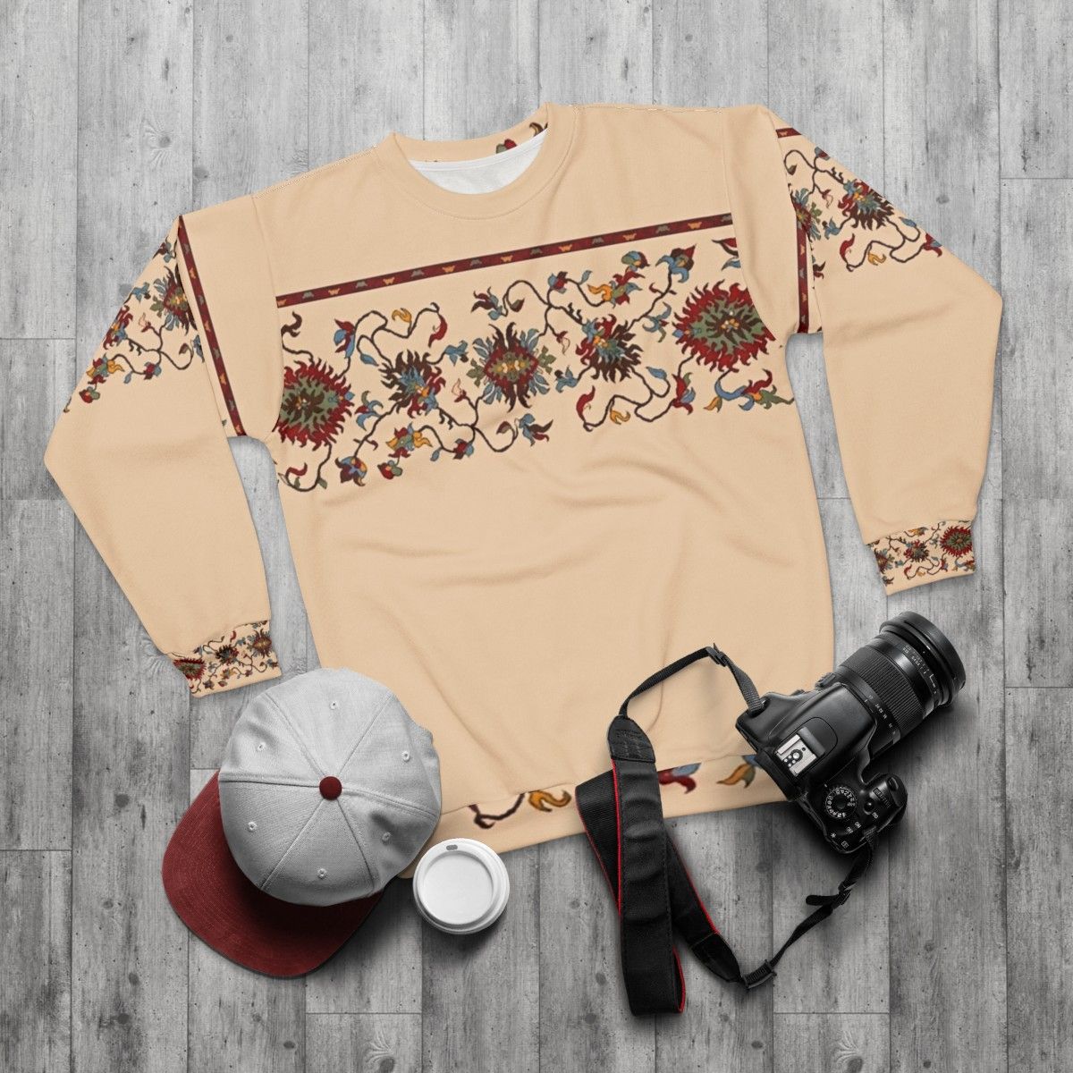 Armenian traditional art design on sweatshirt - flat lay