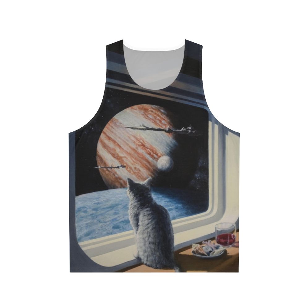 Unisex tank top with a space cat design