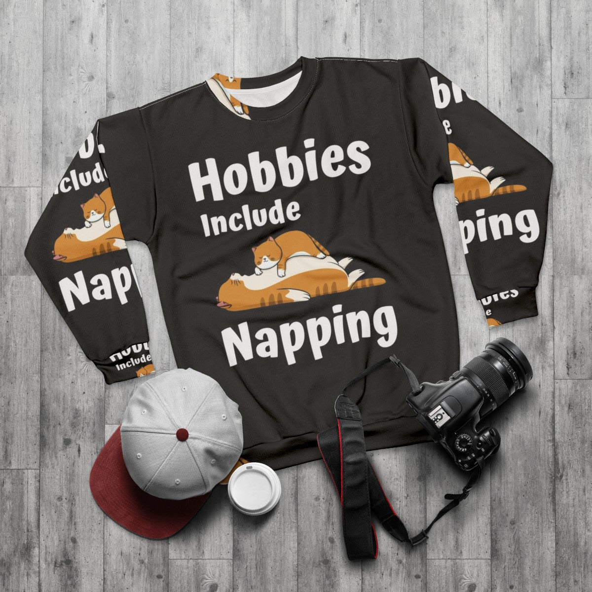 Hobbies Include Napping Graphic Sweatshirt - flat lay