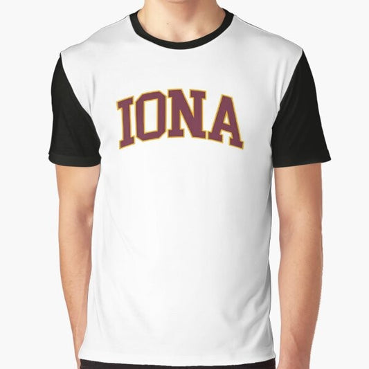 Iona College Font Curved Graphic T-Shirt