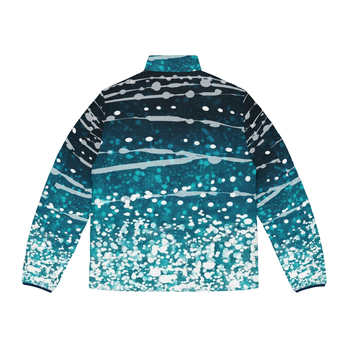 Whales Puffer Jacket with Watercolor Wildlife Design - Back