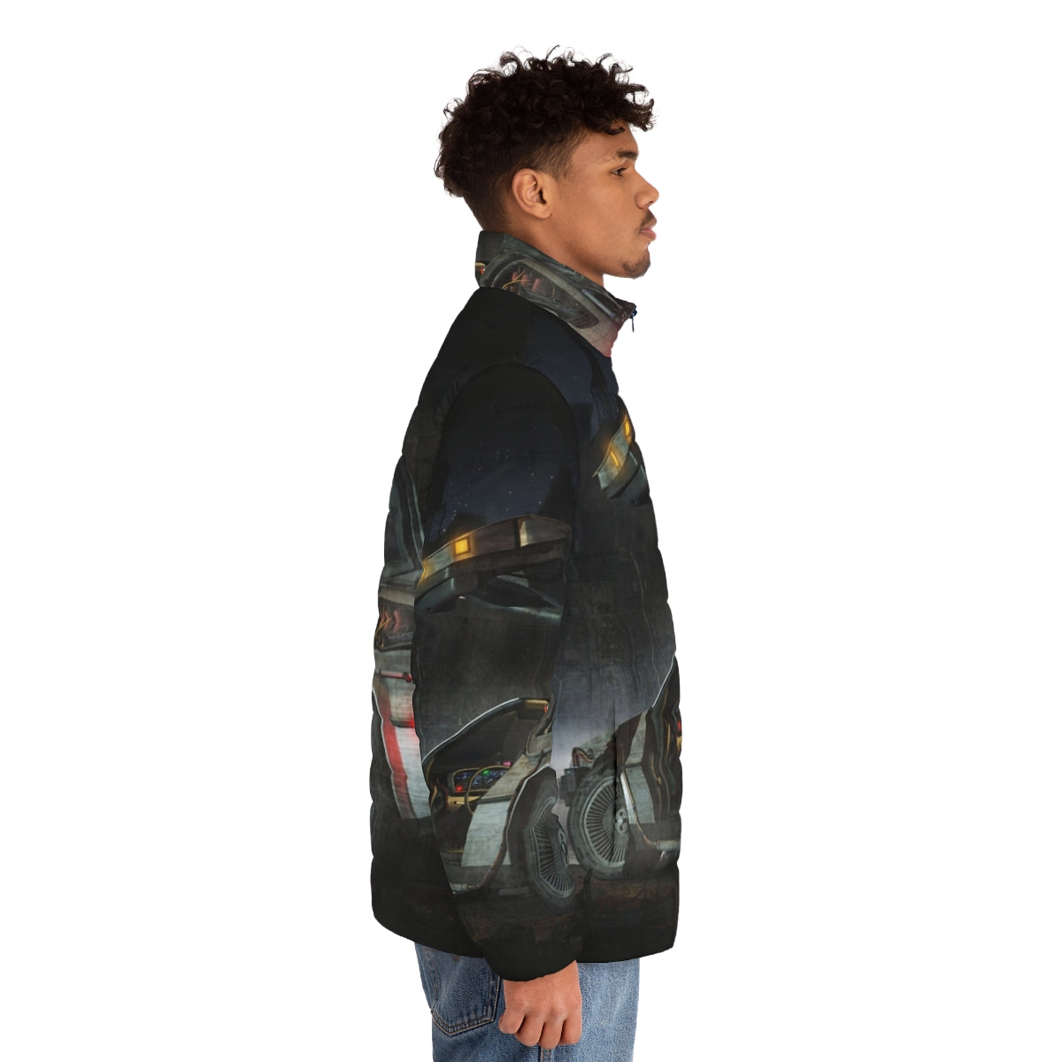 Retro puffer jacket inspired by the DeLorean from Back to the Future - men side right