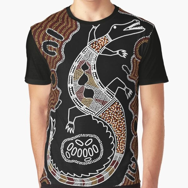 Authentic Aboriginal Art Crocodile Graphic T-Shirt