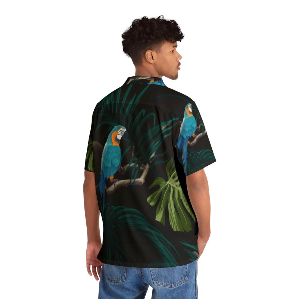 Dark tropical design Hawaiian shirt with monstera leaves and floral pattern - People Back