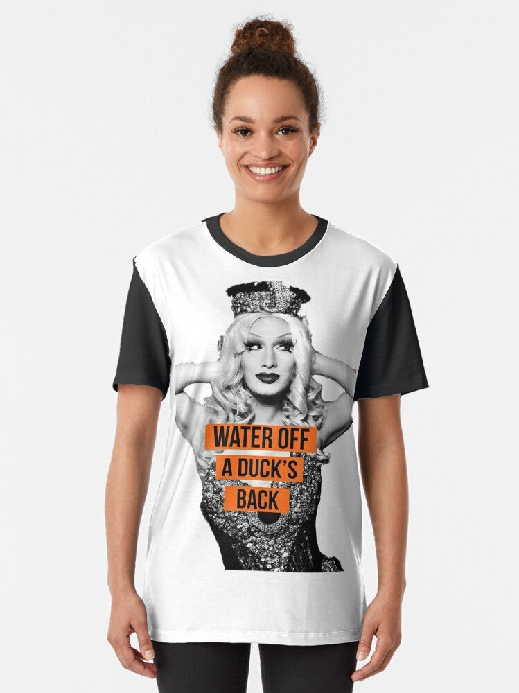 Graphic t-shirt featuring Jinkx Monsoon, a popular drag queen from RuPaul's Drag Race. - Women