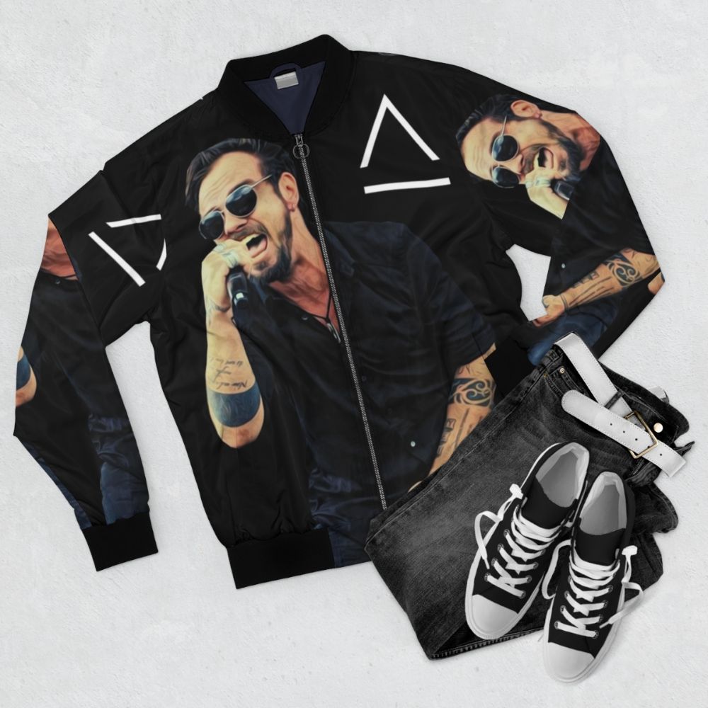 Adam Gontier Saint Asonia Band Bomber Jacket - Flat lay