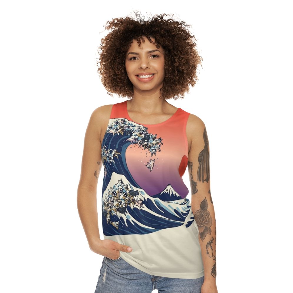 Frenchie Wave Unisex French Bulldog Hokusai Tank Top - women