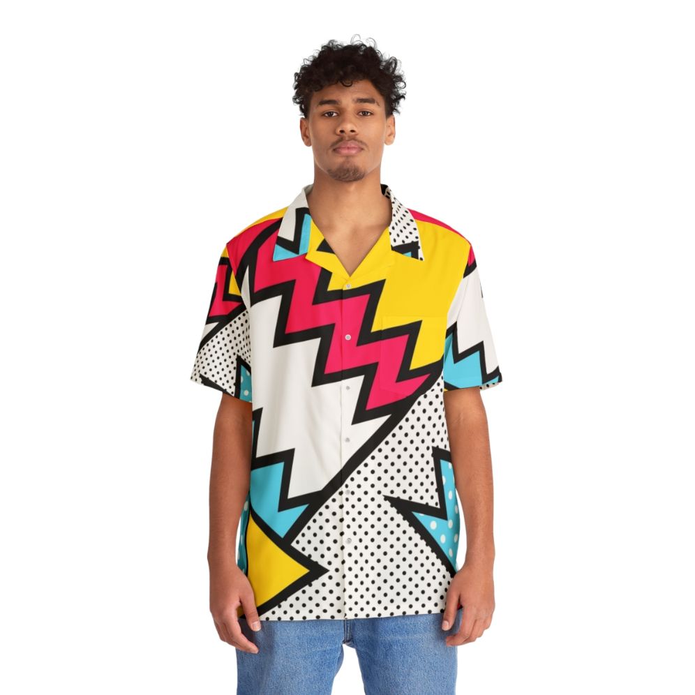 Colorful 80s-inspired zigzag pattern Hawaiian shirt - Lifestyle