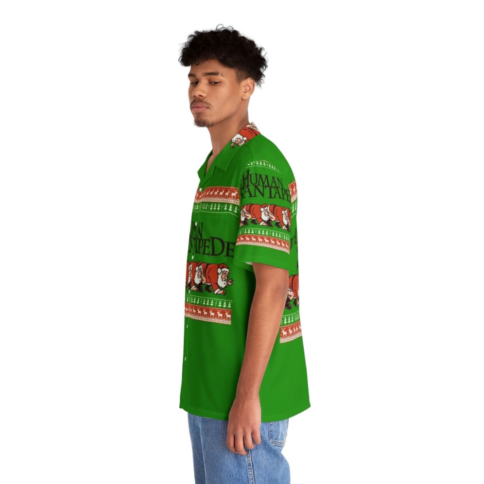 Human Centipede Inspired Hawaiian Style Shirt with Horror Movie Graphic - People Left