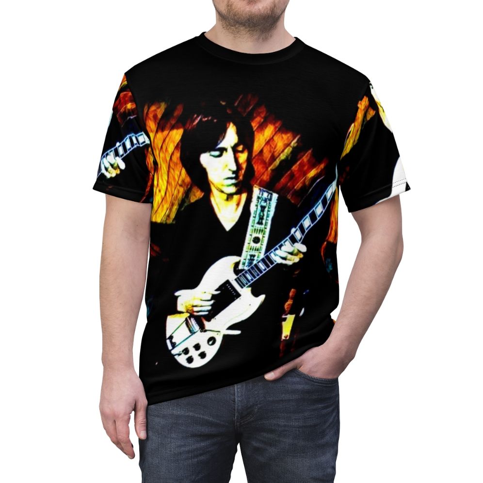 Retro AOP T-shirt design featuring legendary British guitarist Allan Holdsworth - men front