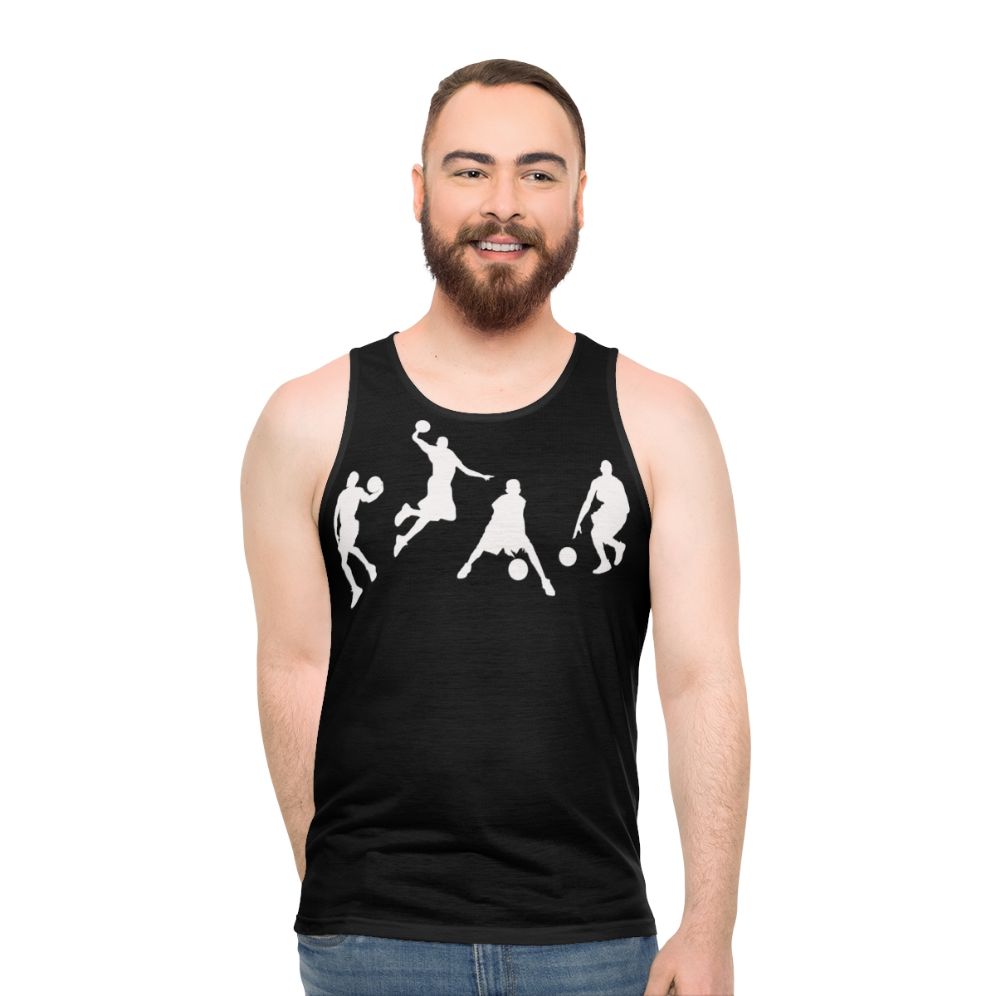 Basketball Player Unisex Tank Top featuring Michael Jordan's iconic style - men