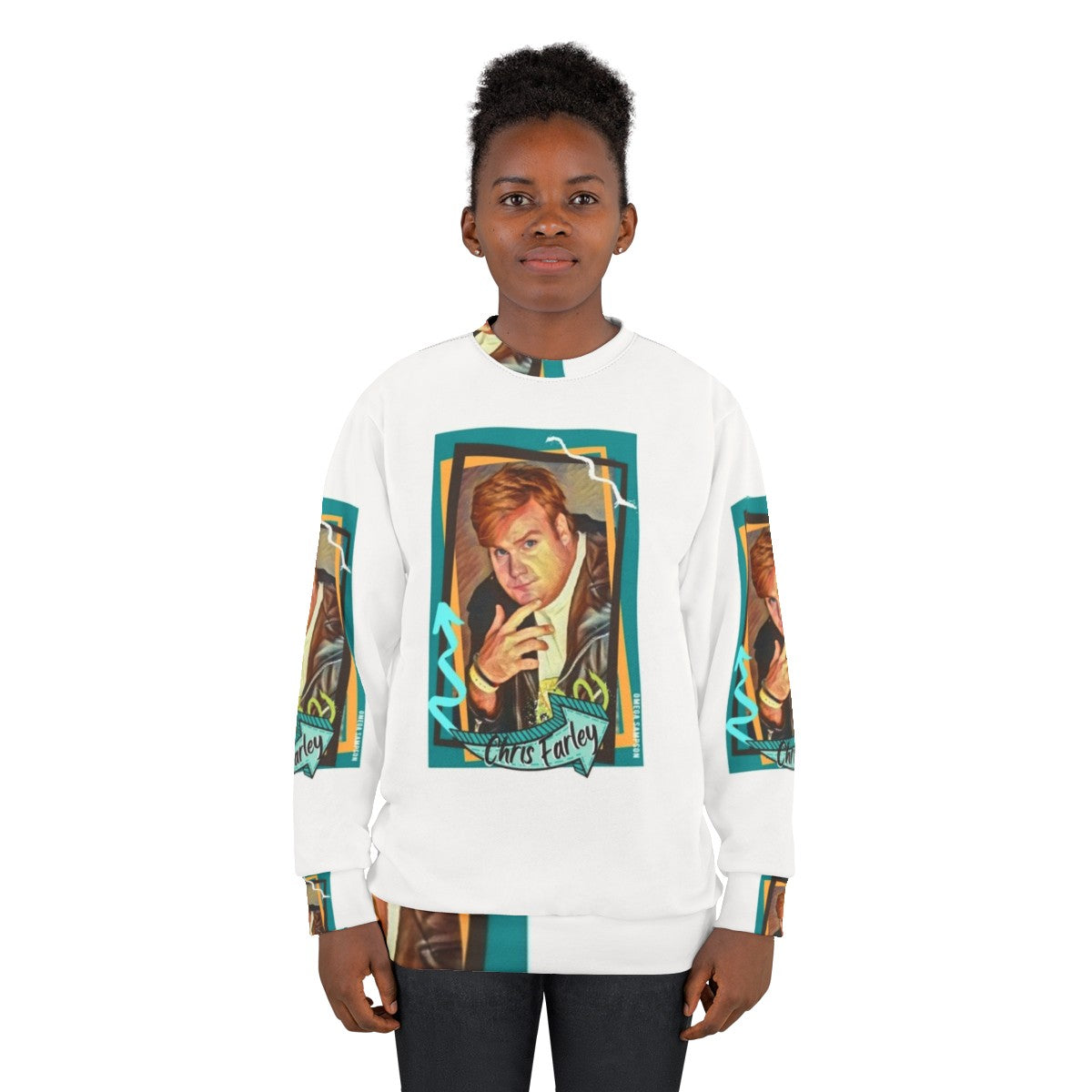 Retro-style Chris Farley sweatshirt for comedy lovers - women