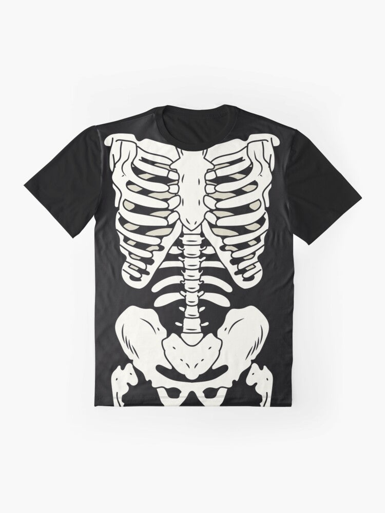 Bones graphic t-shirt with punk, skeleton, and grunge design - Flat lay