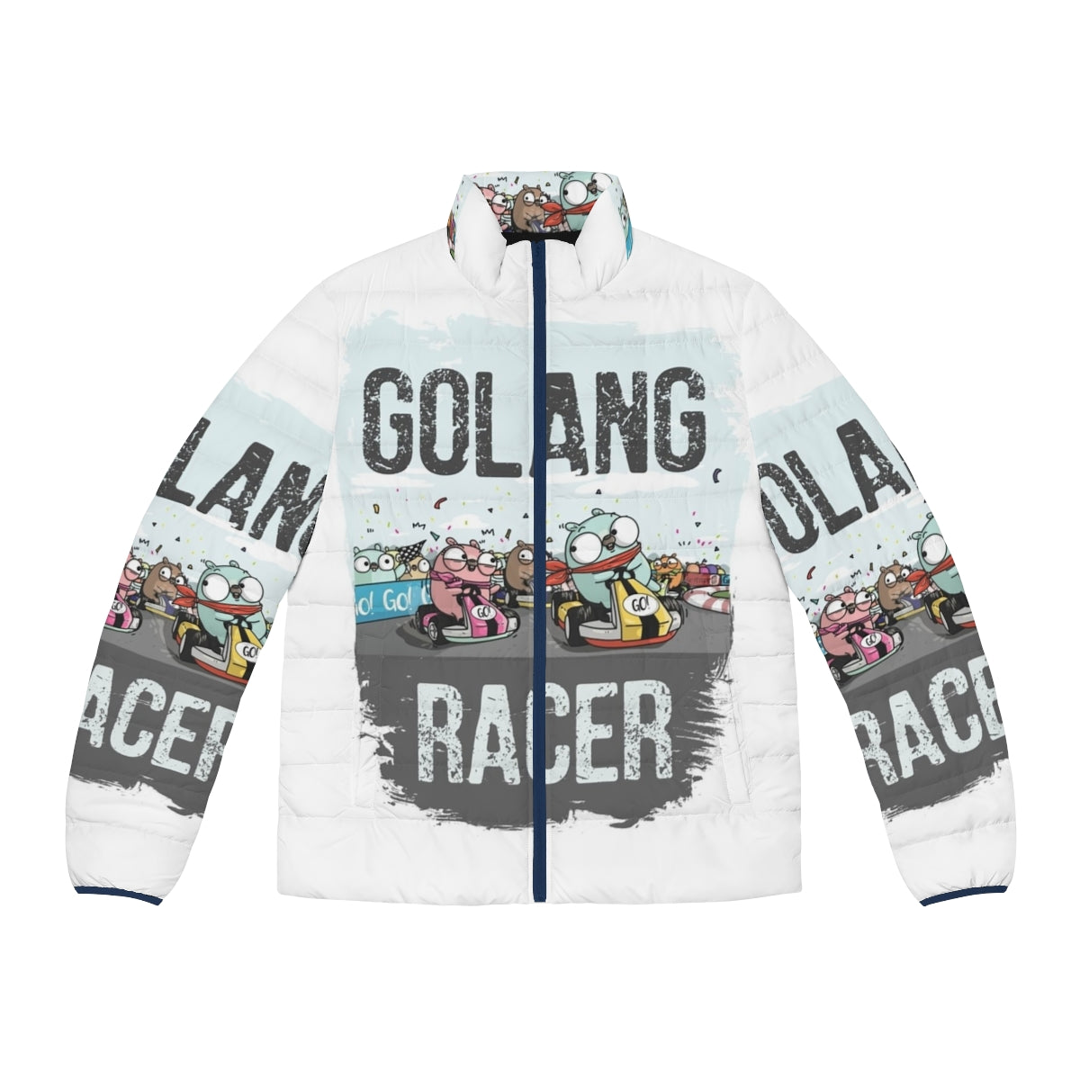 Golang Gopher Puffer Jacket with Tech-Inspired Design