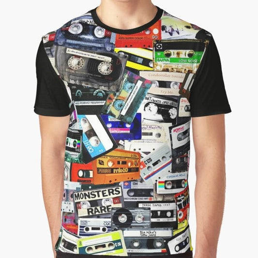 Vintage cassette tape graphic on a t-shirt