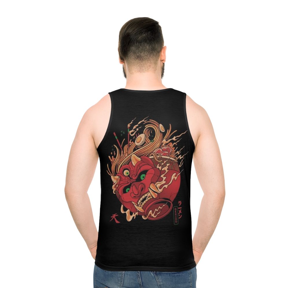 Gekido Ramen Unisex Tank Top featuring Japanese cultural elements and gaming influences - men back