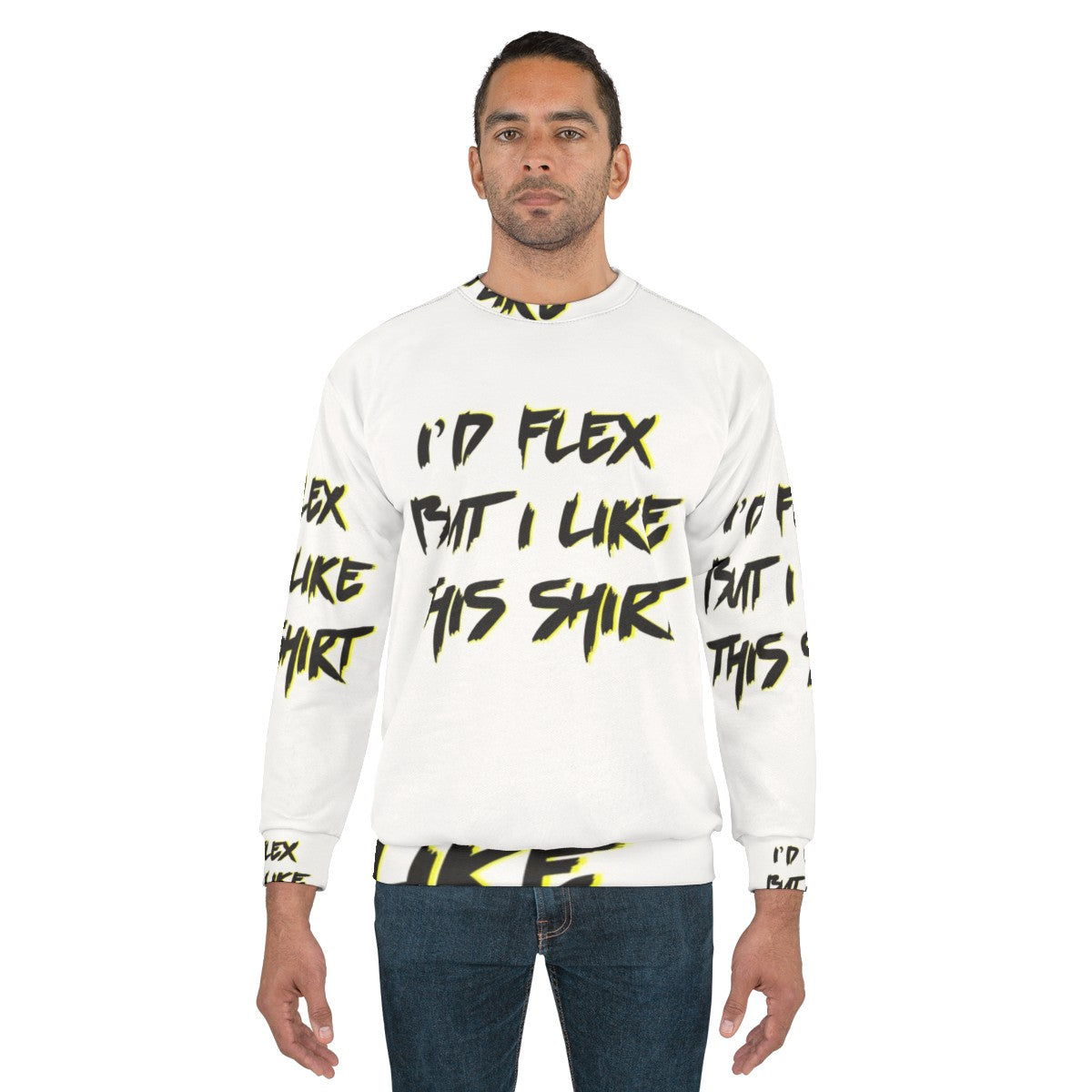 Chris Farley "I'd Flex But I Like This Shirt" Motivational Speaker Sweatshirt - men